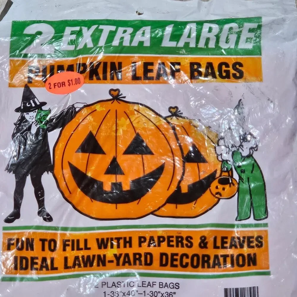 vintage Halloween pumpkin leaf bags deadstock